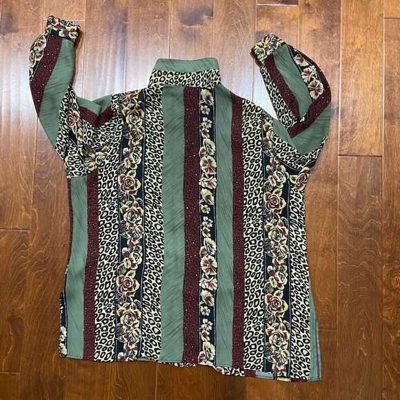 Notations Rayon Cotton Blend Leopard Print Vintage Blouse Women's Size 2XL - Picture 4 of 8